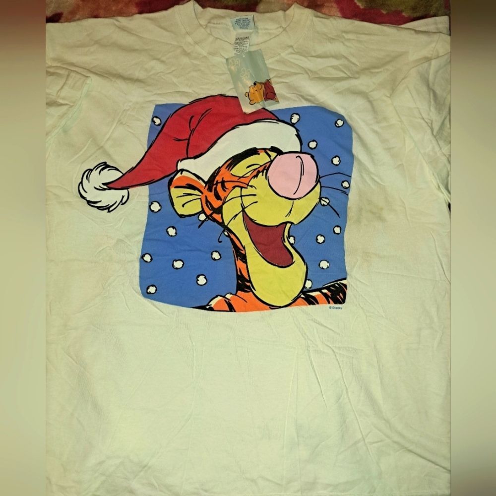 Vintage Disney POOH Casual Crewneck White Graphic Tee Tigger New Sz Large - Picture 4 of 7